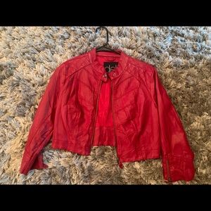 Red Leather Jacket; Size Medium